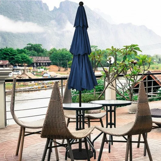 10' 3 Tier Patio Umbrella Aluminum Sunshade Shelter Double Vented-Navy