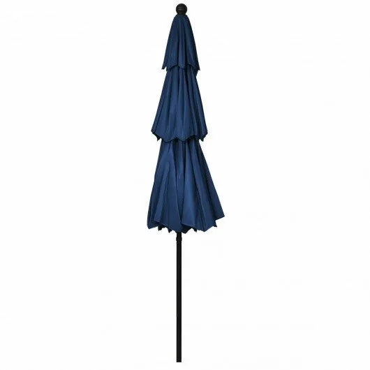 10' 3 Tier Patio Umbrella Aluminum Sunshade Shelter Double Vented-Navy