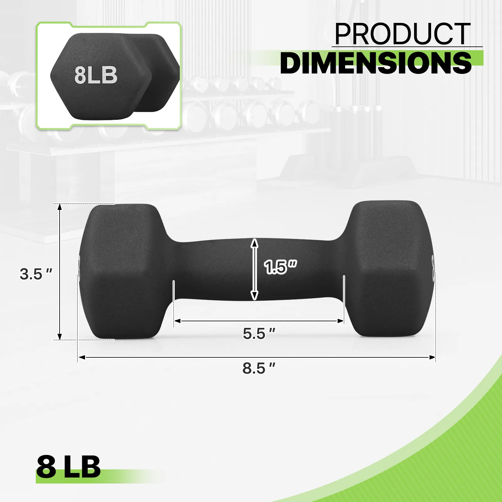 2x 8LB Grip Workout Dumbbel