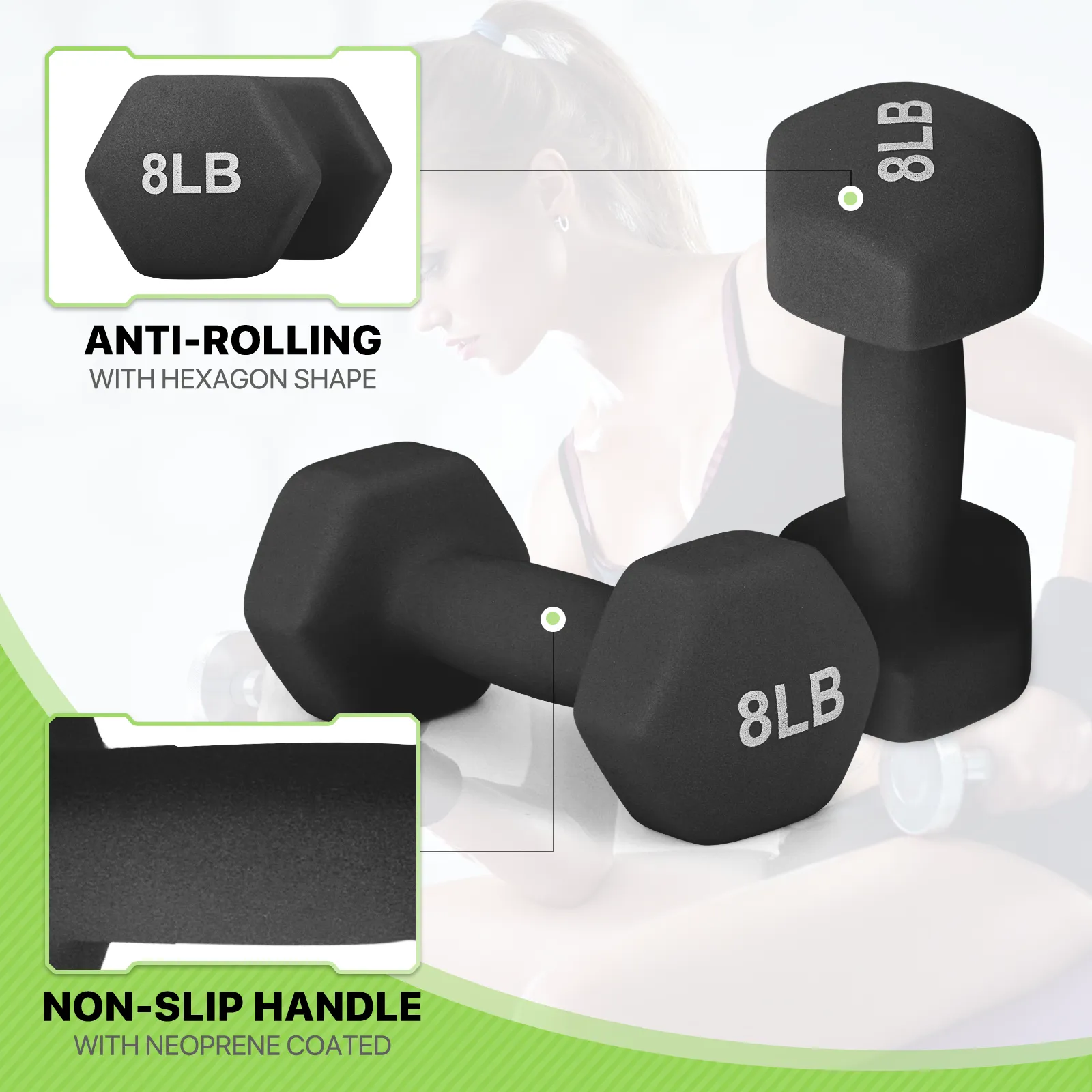 2x 8LB Grip Workout Dumbbel