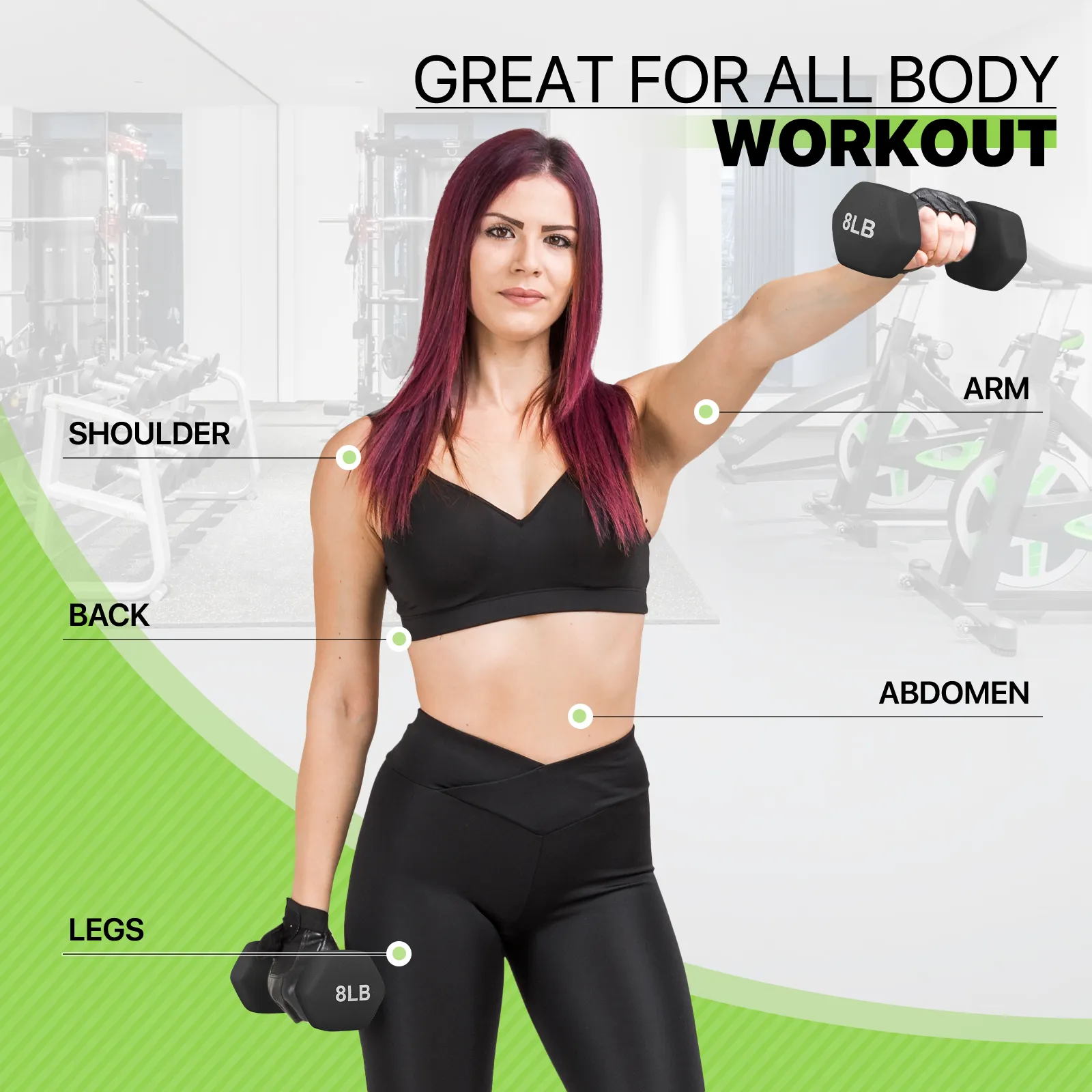 2x 8LB Grip Workout Dumbbel