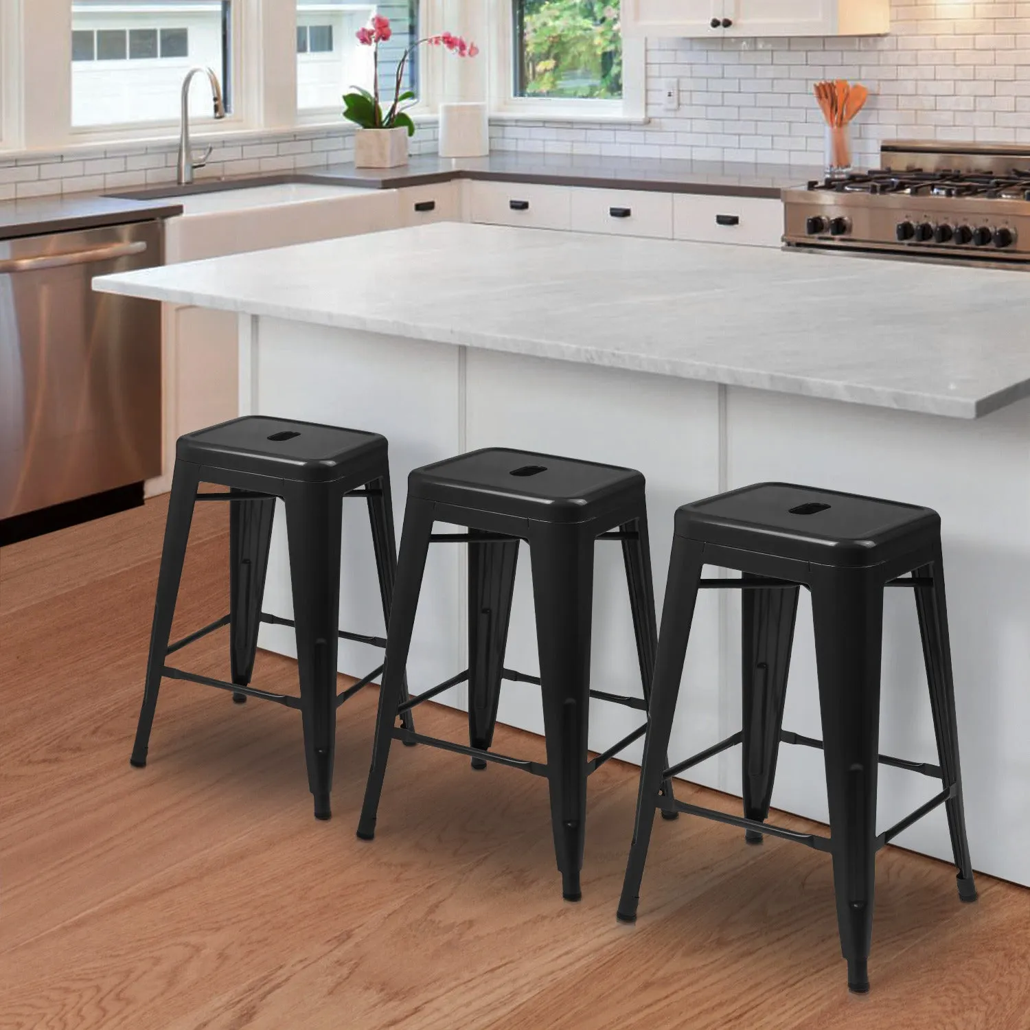 4 Pcs 24.5" Stackable Bar Stool