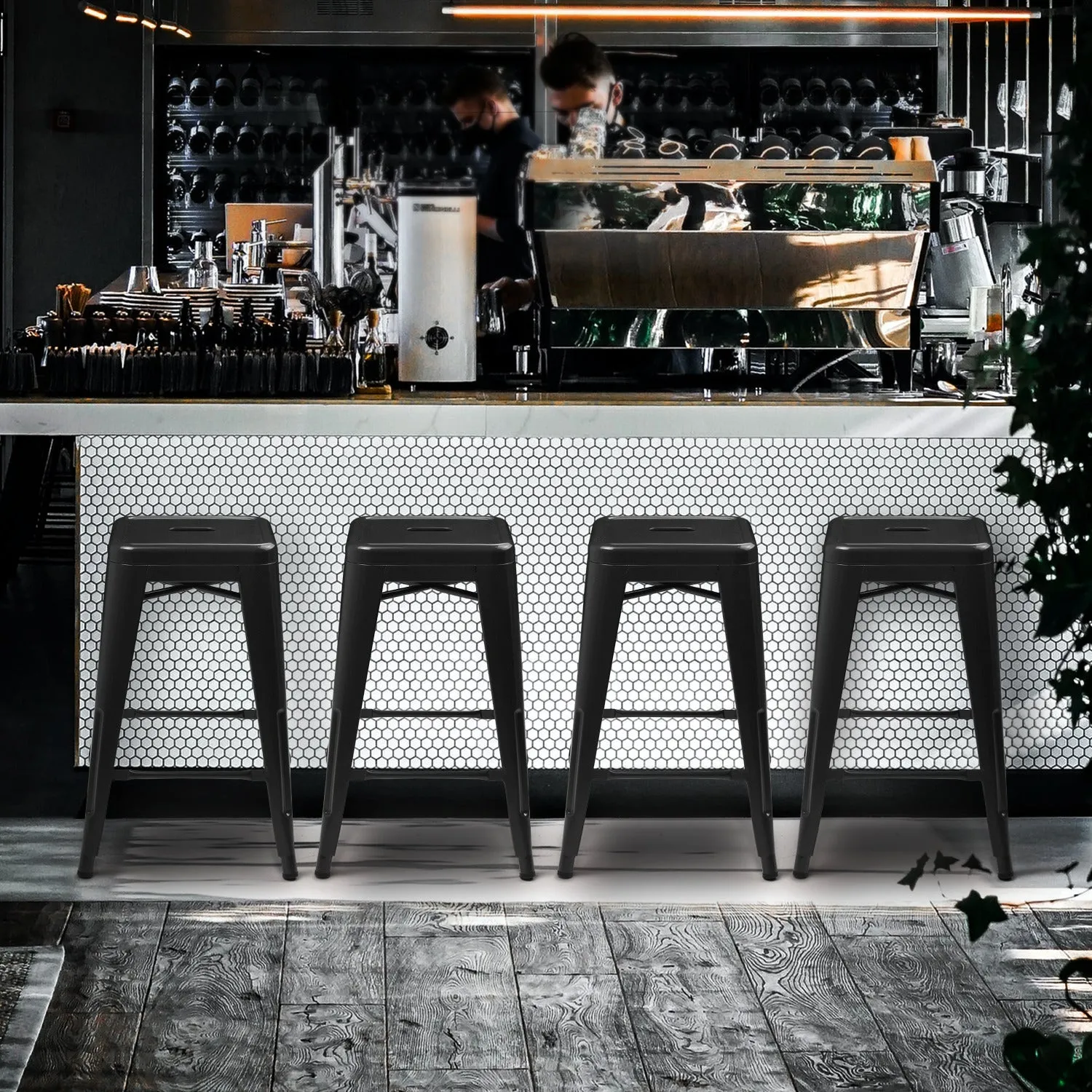 4 Pcs 24.5" Stackable Bar Stool