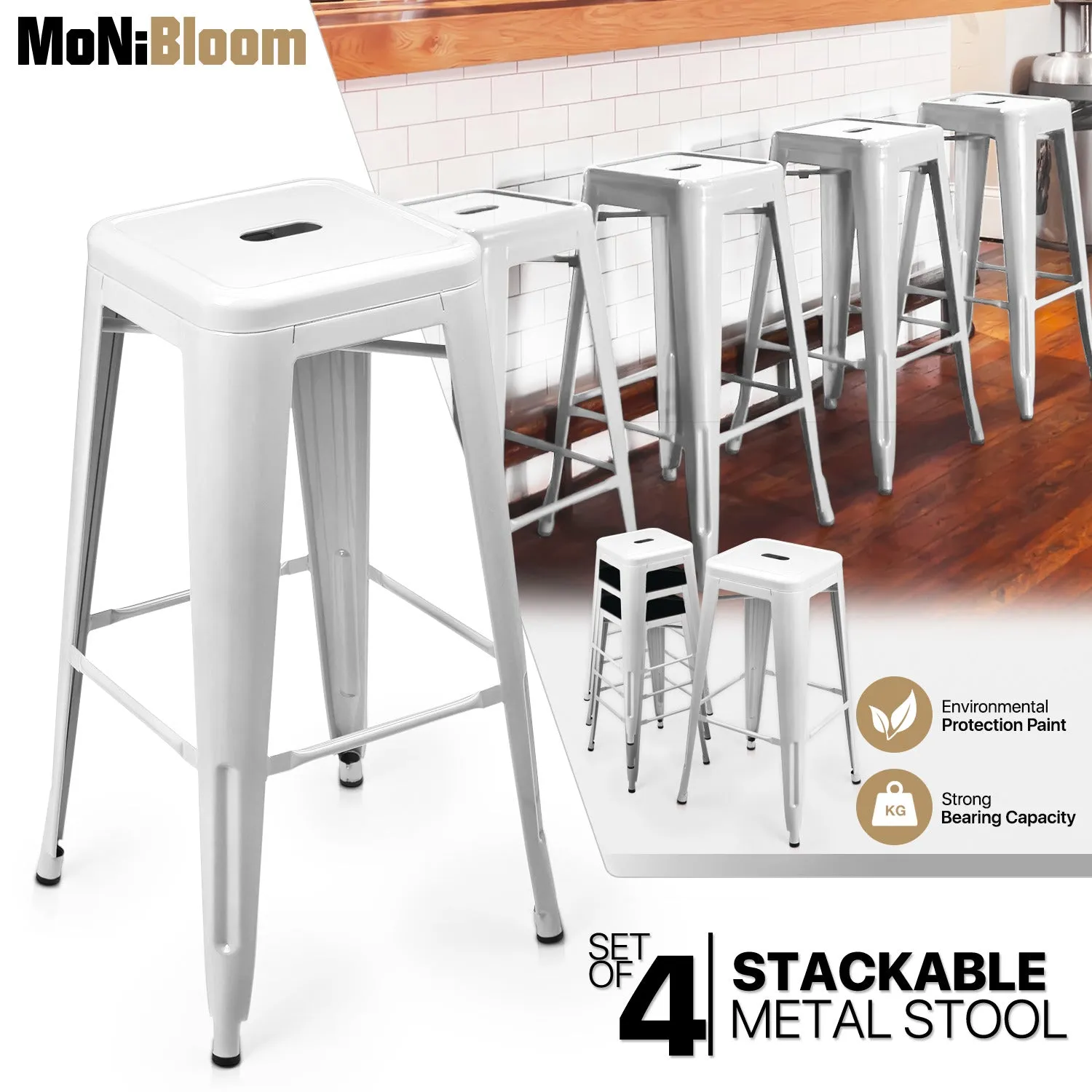 4 Pcs 30.5" Stackable Bar Stool