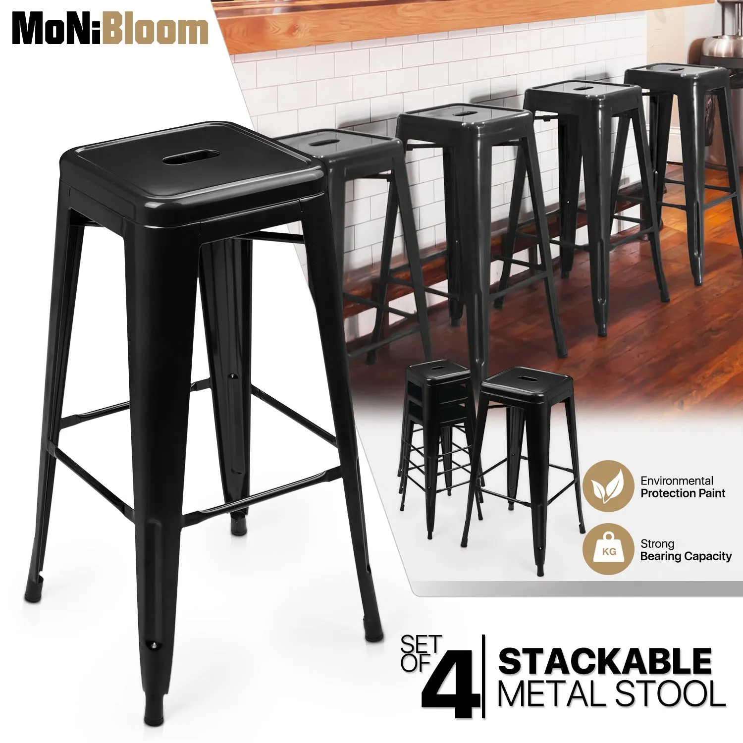 4 Pcs 30.5" Stackable Bar Stool