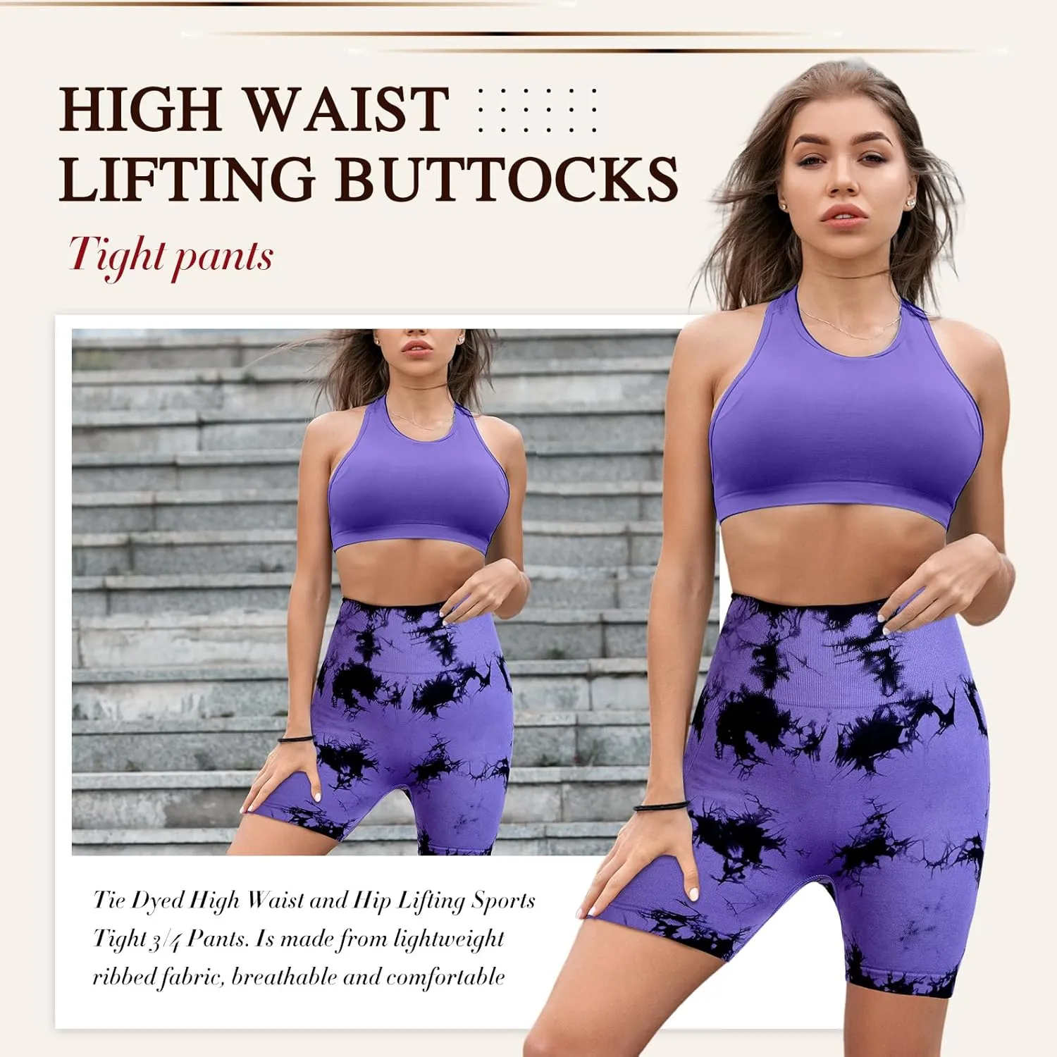 4 Piece Women Workout Shorts Tie Dye High Waist Butt Lift Shorts Tight Women Workout Gym Yoga Sports Shorts