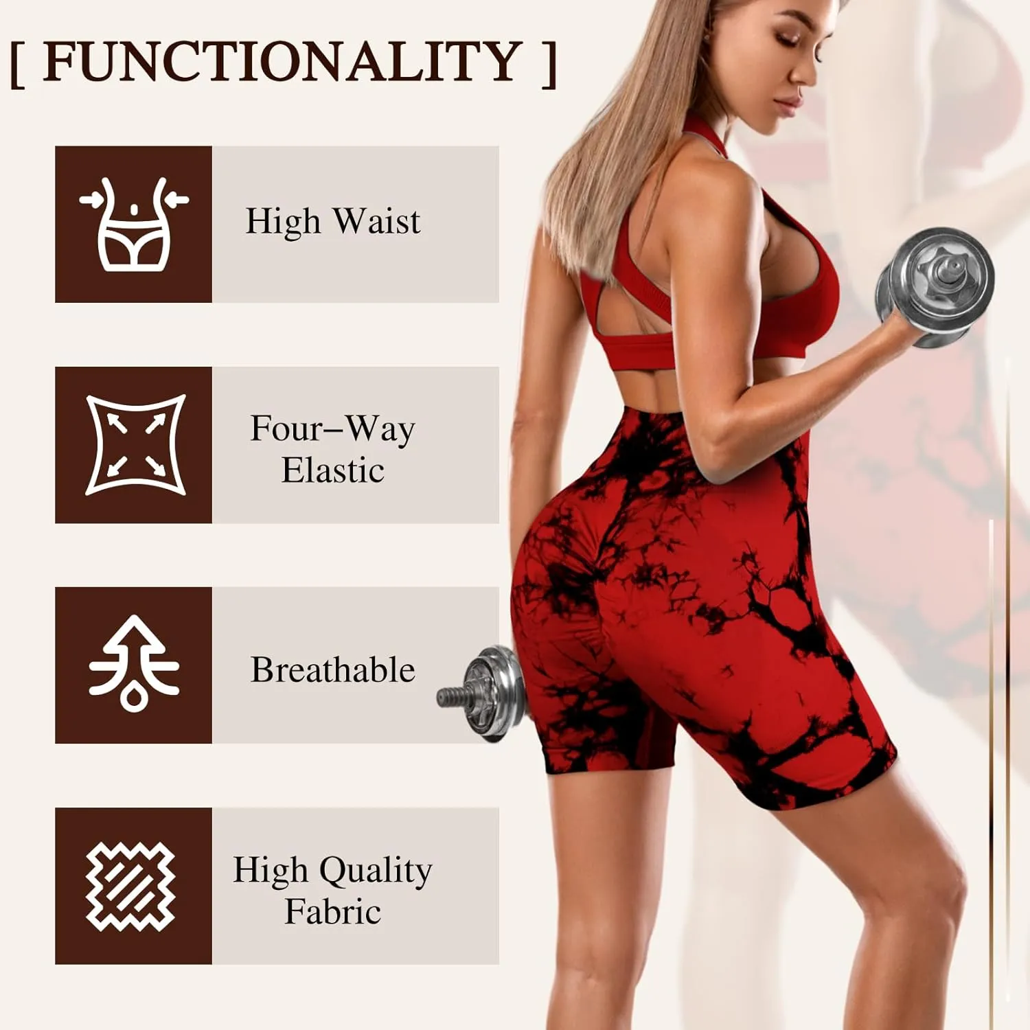 4 Piece Women Workout Shorts Tie Dye High Waist Butt Lift Shorts Tight Women Workout Gym Yoga Sports Shorts