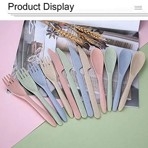 4 Sets of Portable Plastic Cutlery, Spoon Knife Fork for Travel, Lunch Box, Picnic, Camping