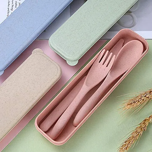 4 Sets of Portable Plastic Cutlery, Spoon Knife Fork for Travel, Lunch Box, Picnic, Camping