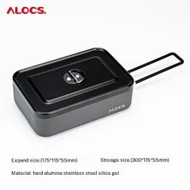 ALOCS Customer's Aluminum Alloy Lunch Box Tableware Camping Camping Tableware Portable Set Lunch Box with Fork Spoon Stove