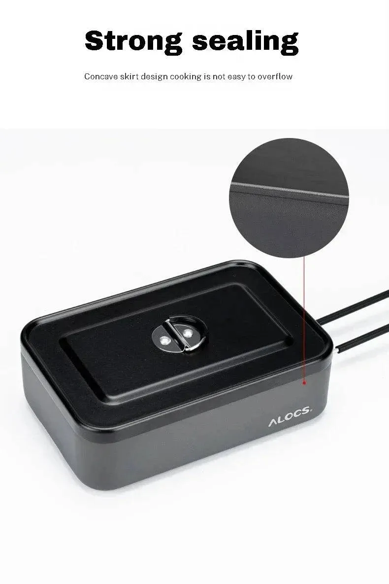 ALOCS Customer's Aluminum Alloy Lunch Box Tableware Camping Camping Tableware Portable Set Lunch Box with Fork Spoon Stove