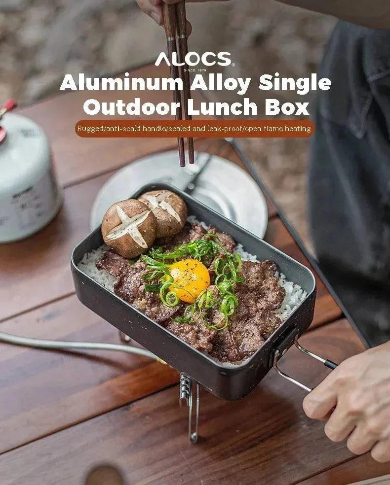 ALOCS Customer's Aluminum Alloy Lunch Box Tableware Camping Camping Tableware Portable Set Lunch Box with Fork Spoon Stove