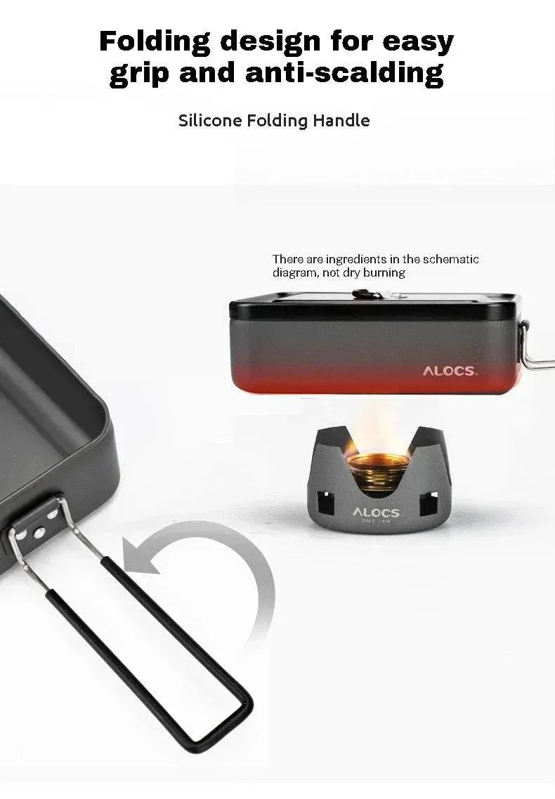 ALOCS Customer's Aluminum Alloy Lunch Box Tableware Camping Camping Tableware Portable Set Lunch Box with Fork Spoon Stove