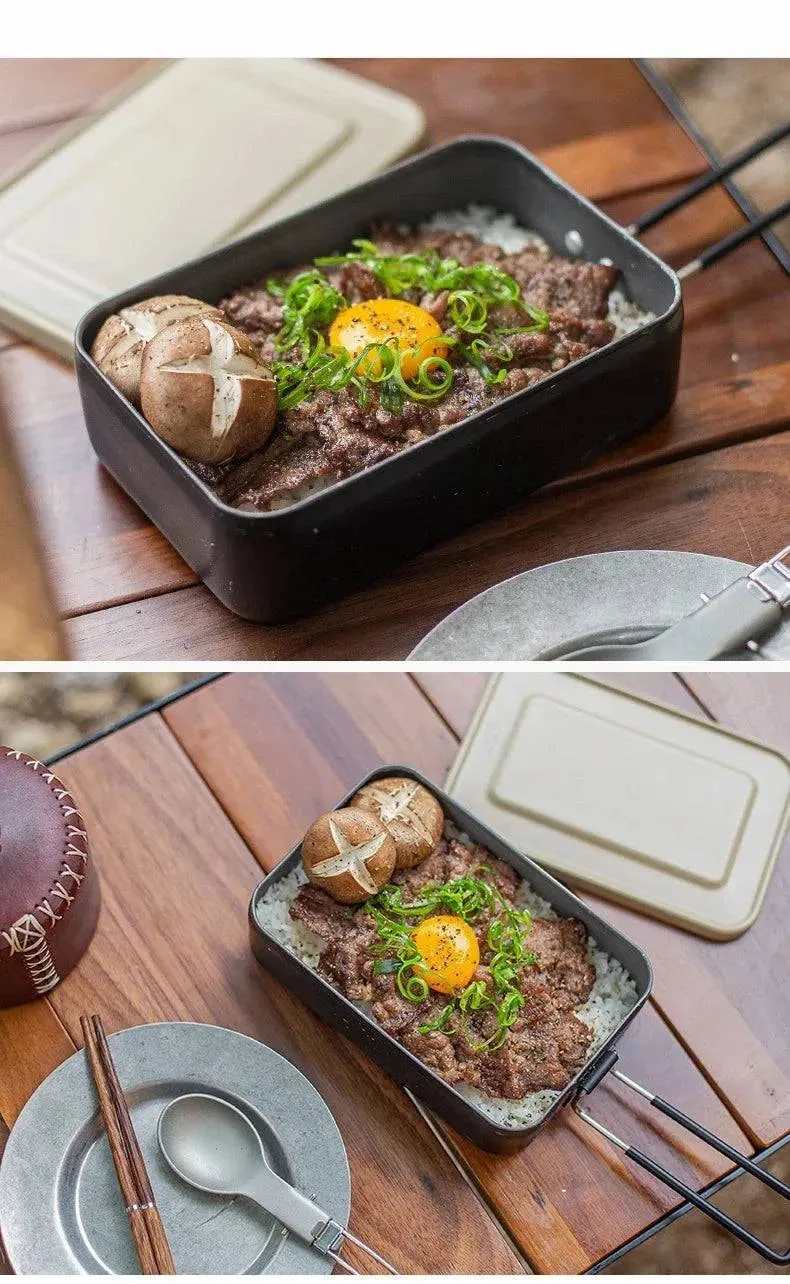 ALOCS Customer's Aluminum Alloy Lunch Box Tableware Camping Camping Tableware Portable Set Lunch Box with Fork Spoon Stove