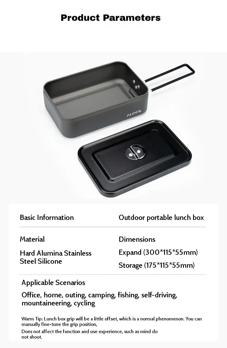 ALOCS Customer's Aluminum Alloy Lunch Box Tableware Camping Camping Tableware Portable Set Lunch Box with Fork Spoon Stove