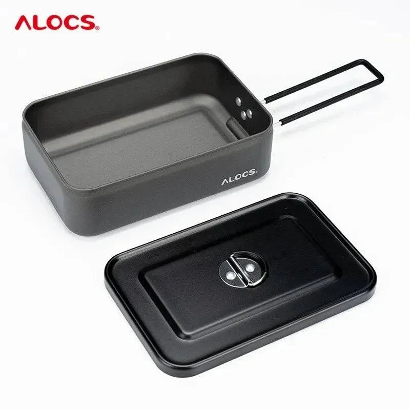 ALOCS Customer's Aluminum Alloy Lunch Box Tableware Camping Camping Tableware Portable Set Lunch Box with Fork Spoon Stove
