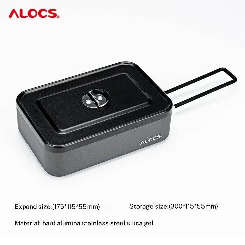 ALOCS Customer's Aluminum Alloy Lunch Box Tableware Camping Camping Tableware Portable Set Lunch Box with Fork Spoon Stove