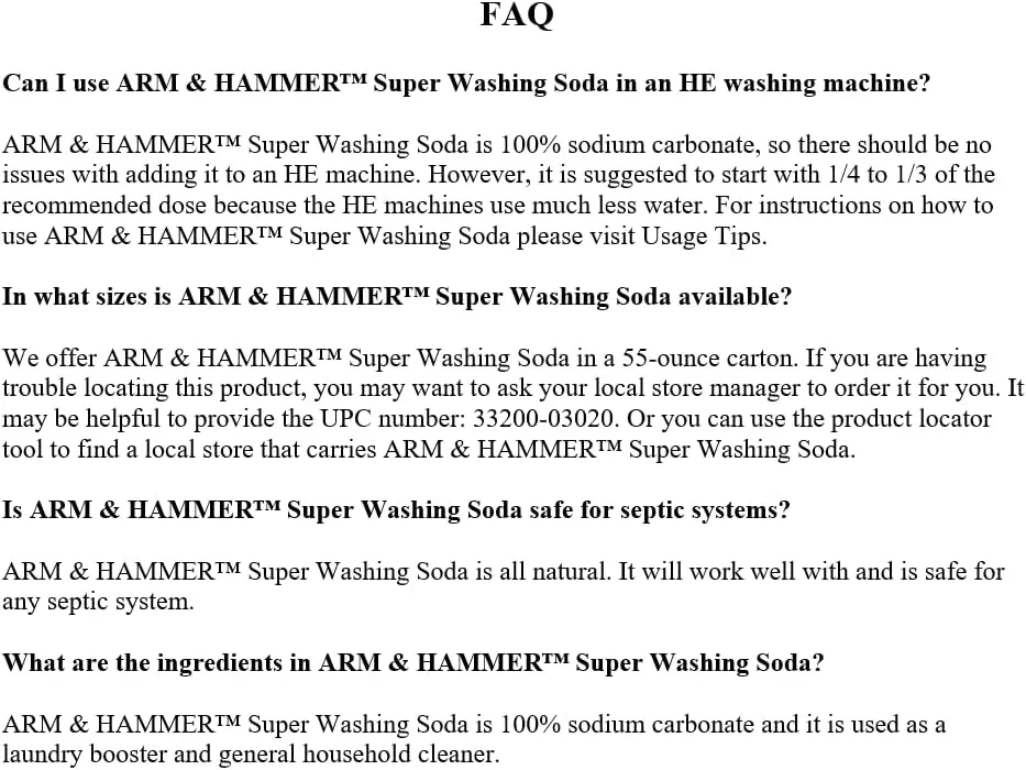 ARM & HAMMER Super Washing Soda Household Cleaner and Laundry Booster, 55 oz Box