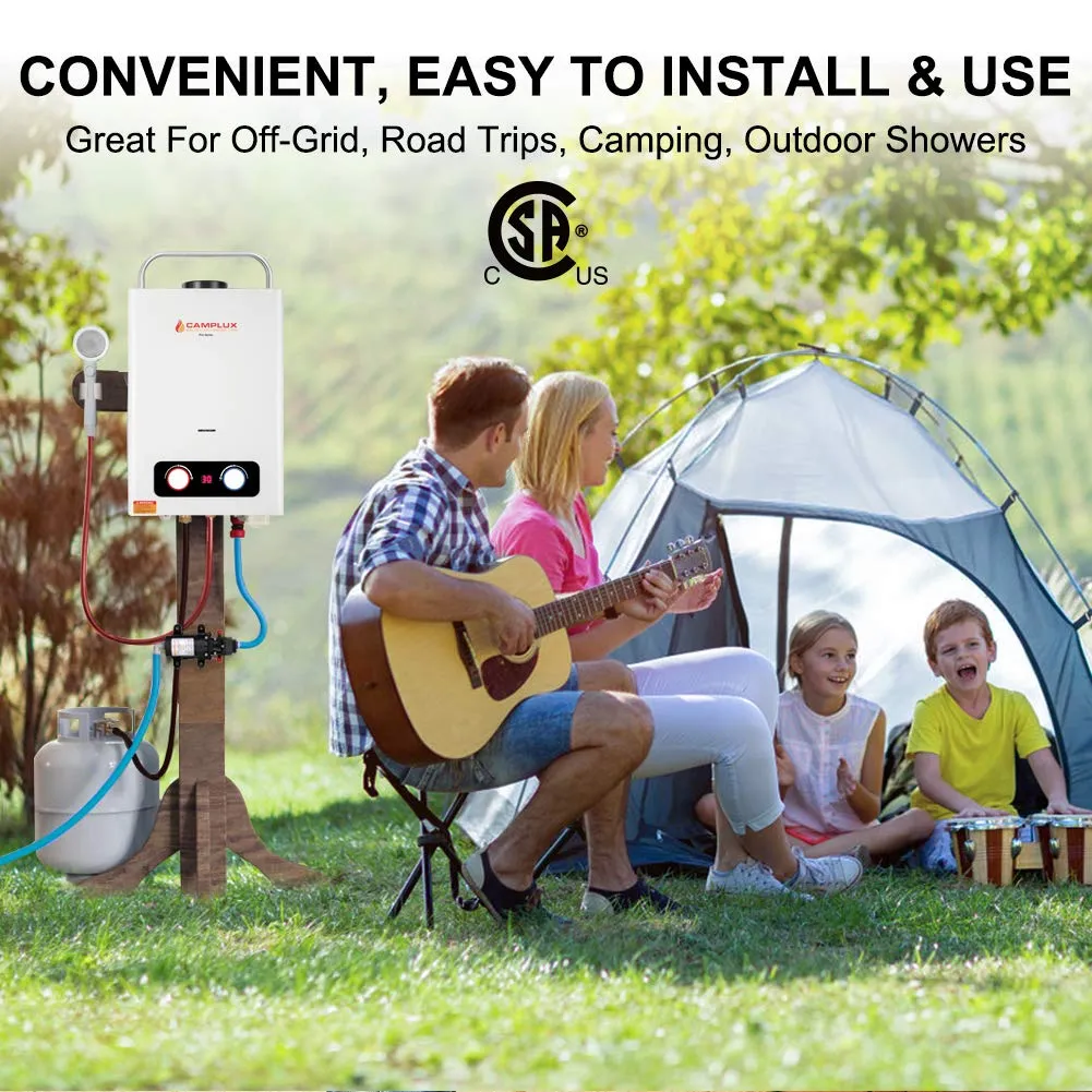 Camplux 1.58 GPM Outdoor Tankless Propane Water Heater with 1.2 GPM Water Pump