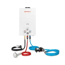 Camplux 2.64 GPM Portable Propane Water Heater w/ 3.3 GPM Water Pump & Pipe Strainer