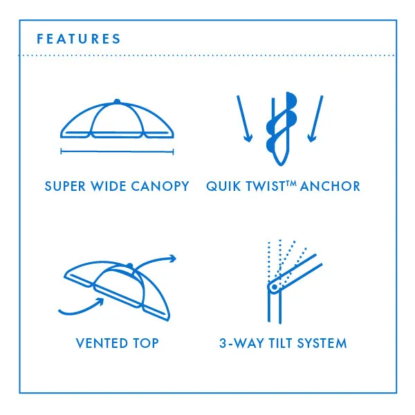 Carnivale 240cm Beach Umbrella - Royal & Navy