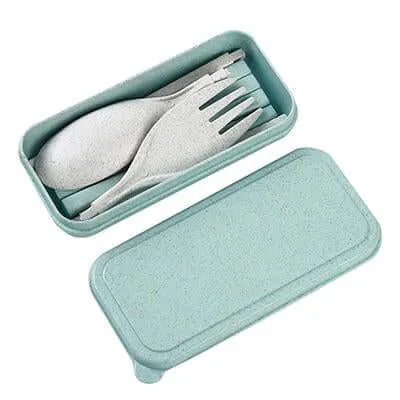 Compact Foldable Wheat Straw Cutlery Set