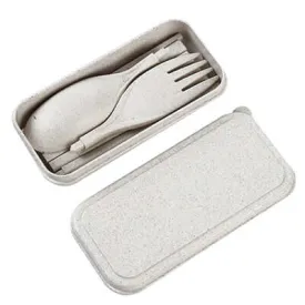 Compact Foldable Wheat Straw Cutlery Set