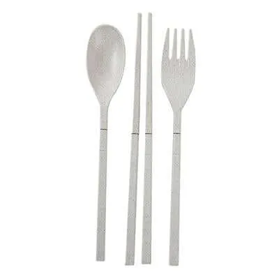 Compact Foldable Wheat Straw Cutlery Set