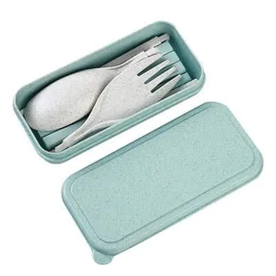 Compact Foldable Wheat Straw Cutlery Set