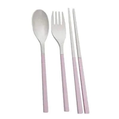 Compact Foldable Wheat Straw Cutlery Set