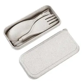 Compact Foldable Wheat Straw Cutlery Set