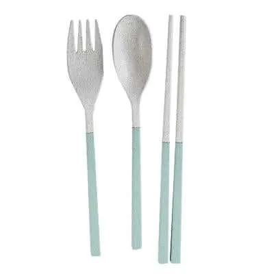 Compact Foldable Wheat Straw Cutlery Set