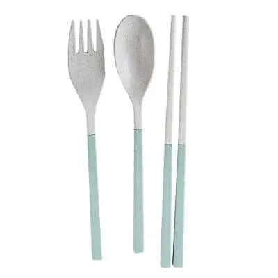 Compact Foldable Wheat Straw Cutlery Set