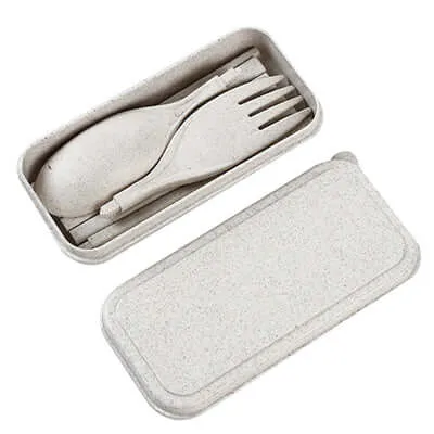 Compact Foldable Wheat Straw Cutlery Set