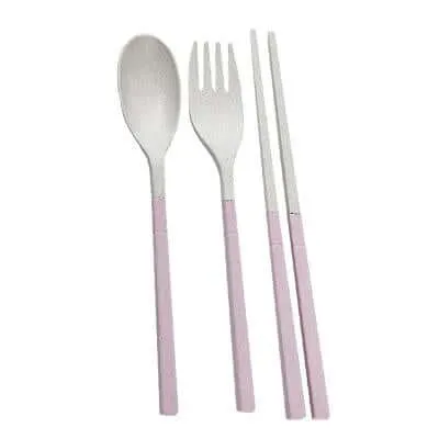 Compact Foldable Wheat Straw Cutlery Set