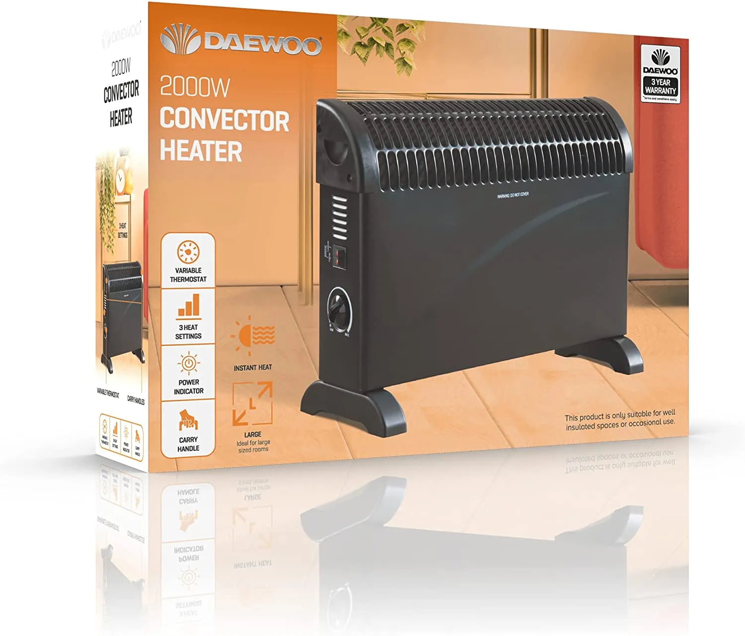Daewoo Portable Electric Space Heater Convector/Radiator 2000W