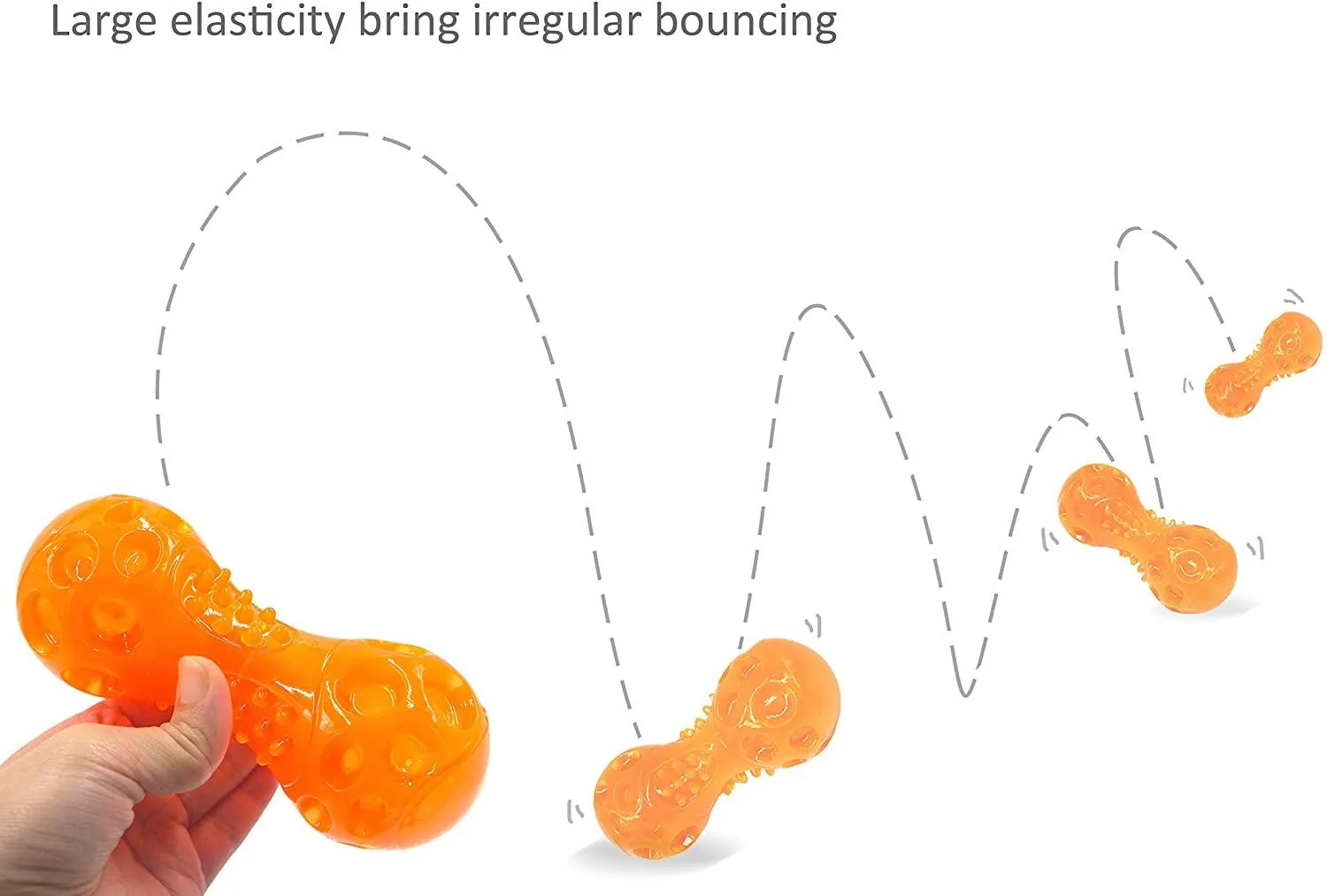 Dog Squeaky Chew Toys Bounce Dumbbell , Toys for Chewers to Clean Teeth and Prevent Boredom