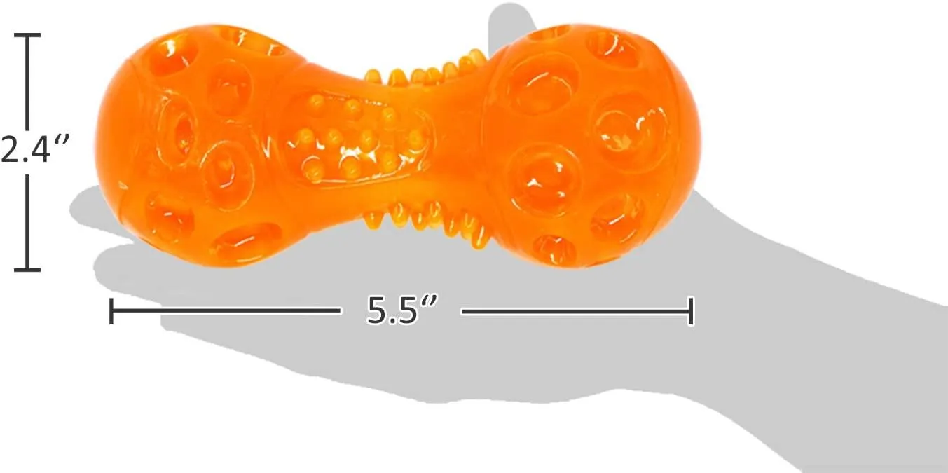 Dog Squeaky Chew Toys Bounce Dumbbell , Toys for Chewers to Clean Teeth and Prevent Boredom