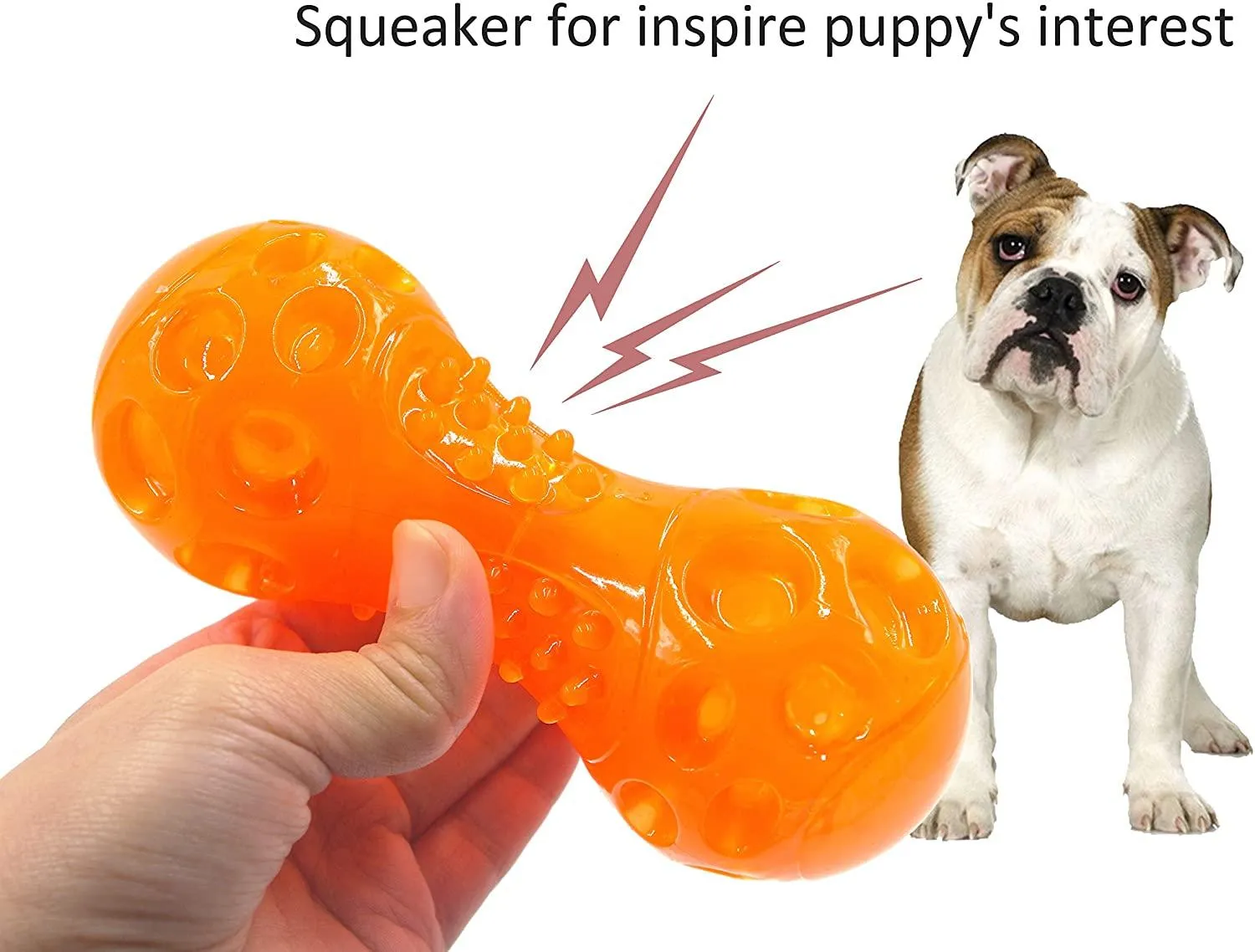 Dog Squeaky Chew Toys Bounce Dumbbell , Toys for Chewers to Clean Teeth and Prevent Boredom