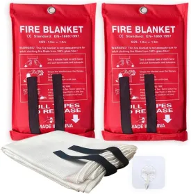 Emergency Fire Blanket for Home and Kitchen - 2 Pack - Fire Blankets Emergency for Home Safety 40 x 40 - Suppression Shield Retardant Extinguisher Fiberglass Welding Fireproof Cloth Towel