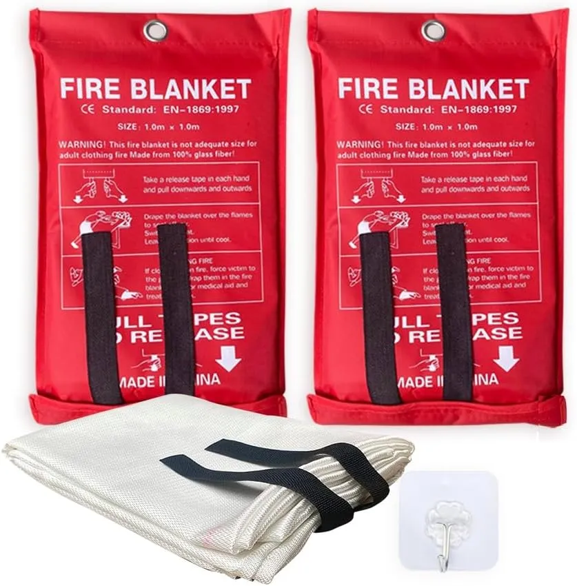 Emergency Fire Blanket for Home and Kitchen - 2 Pack - Fire Blankets Emergency for Home Safety 40 x 40 - Suppression Shield Retardant Extinguisher Fiberglass Welding Fireproof Cloth Towel