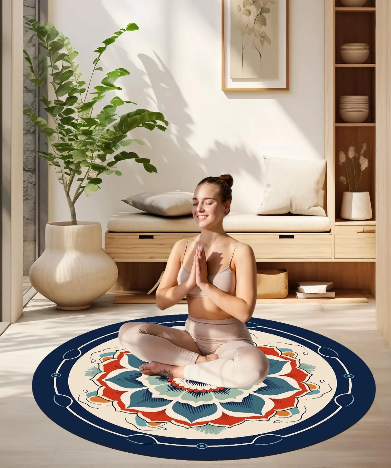 Extra Large Round Meditation Mat Circular Anti Slip Oversize Rubber Furniture Pad for Yoga,Meditation,Pilates,Exercise for Home Outdoor(140CM X 3.5MM Thick)