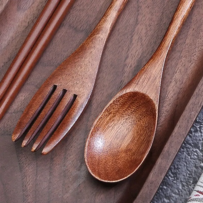 Funki Buys | Cutlery Sets | Portable 2-3-Pcs Wooden Cutlery Set | Eco