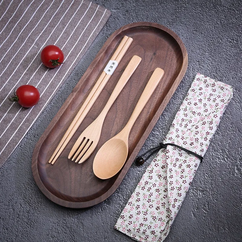 Funki Buys | Cutlery Sets | Portable 2-3-Pcs Wooden Cutlery Set | Eco