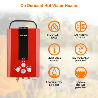Gasland Outdoor Portable Tankless Water Heater - 1.58GPM 6L - Red