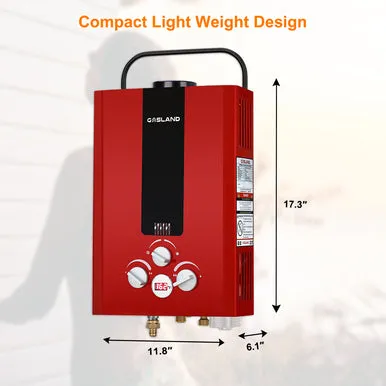Gasland Outdoor Portable Tankless Water Heater - 1.58GPM 6L - Red