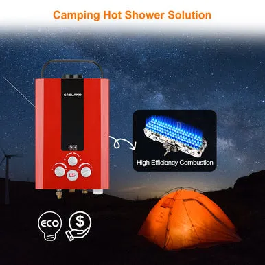 Gasland Outdoor Portable Tankless Water Heater - 1.58GPM 6L - Red