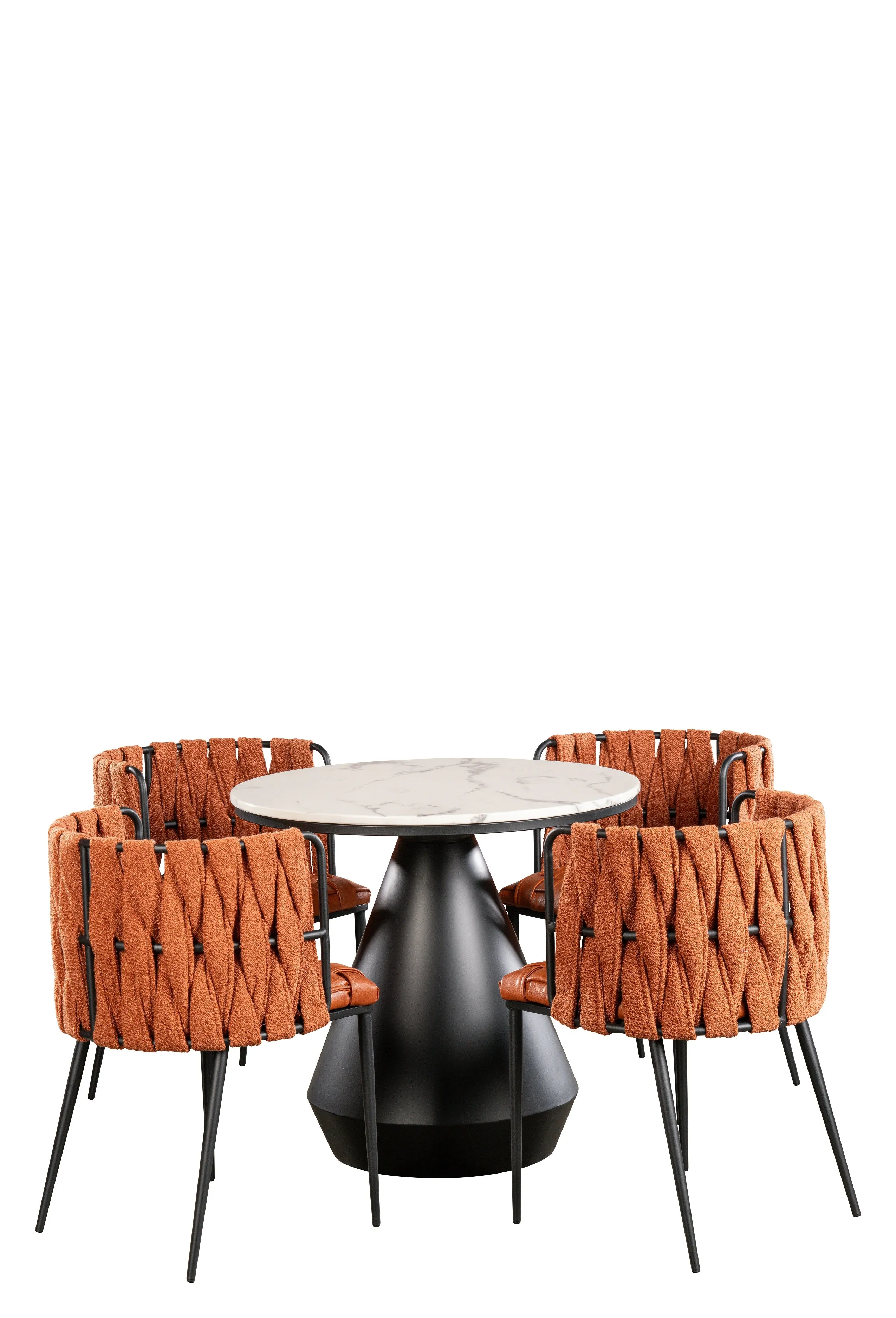 Gigi Marble Top Bistro Dining Table Set for 4  in Orange