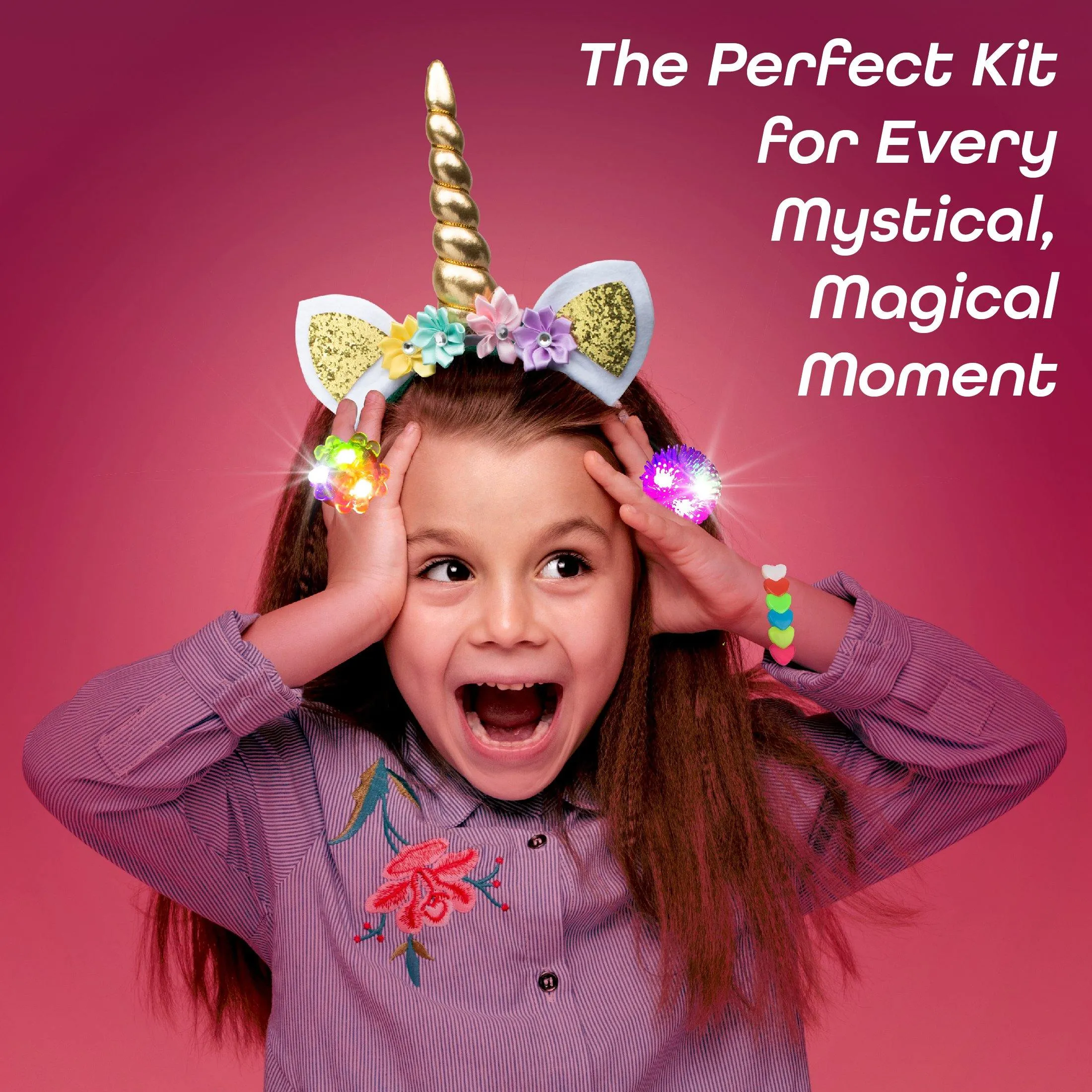 Glitzy Glamping Kit - Unicorn Play Tent, Unicorn Headbands, Jelly Rings and Princess Party Favors