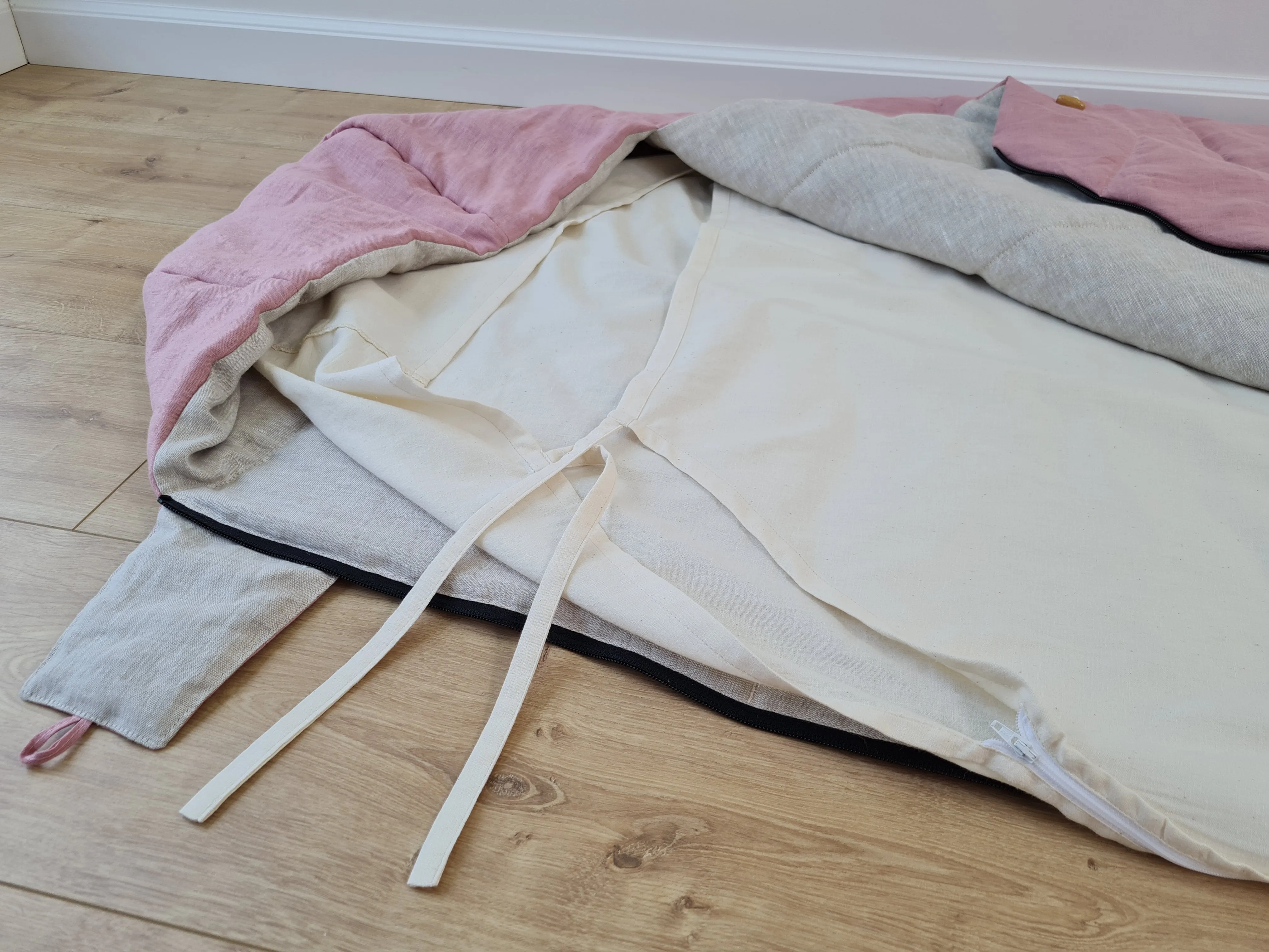 HEMP Sleeping Bag Liner hooded with Zipper for Camping Hiking Hostel Travel organic non-dyed hemp fabric custom made